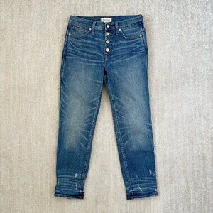 Madewell Slim Straight Jeans Blue Distressed Button Front Edition 28